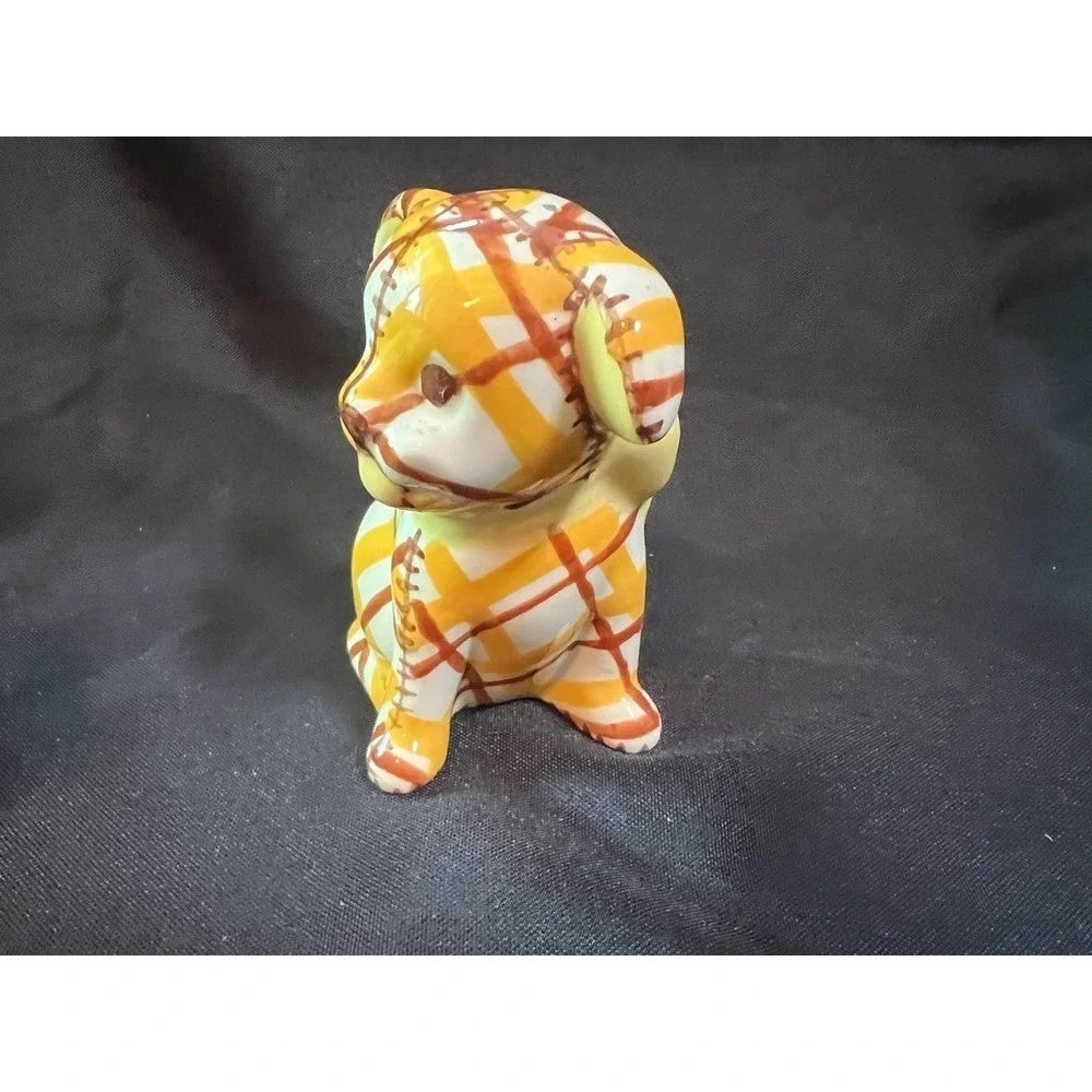 Vintage Brayton Laguna Pottery Plaid Puppy Dog Salt & Pepper Shakers 1930s Calif